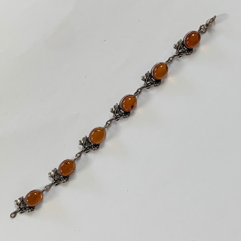 Sterling Silver Natural Baltic Amber Bracelet